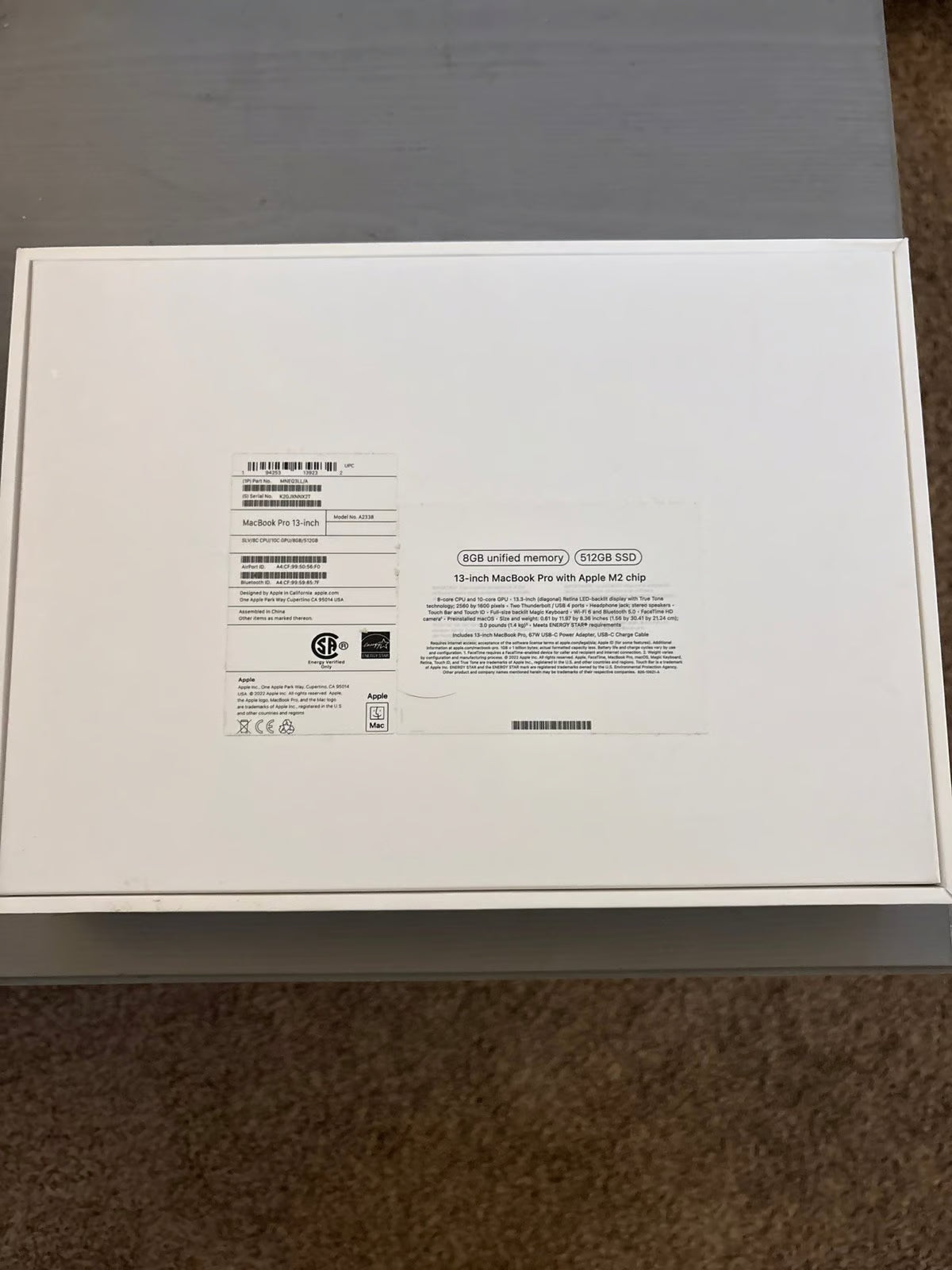 MacBook Pro 13in. M2 512GB 3D98