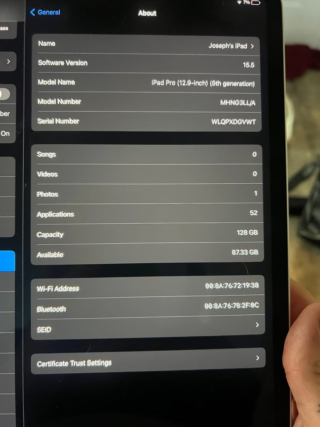 iPad Pro 12.9 inch 5th generation with Pencil 7S38