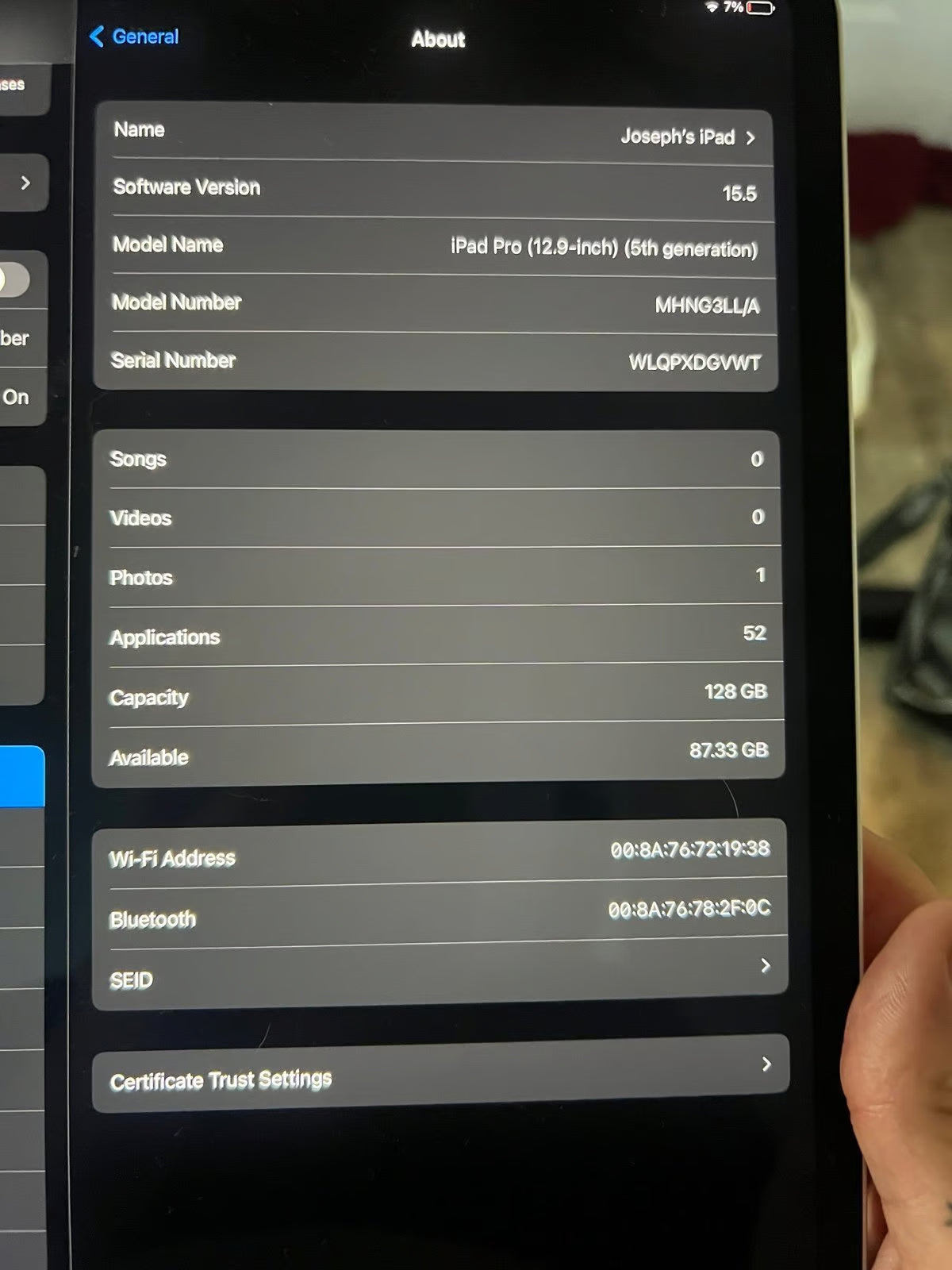 iPad Pro 12.9 inch 5th generation with Pencil 7S38