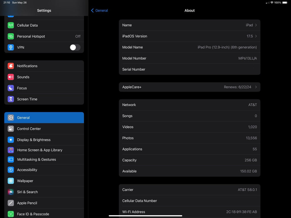 Apple iPad Pro 6th Gen Wi-Fi + Cellular 256 GB Silver w/ Apple Pencil 2S29