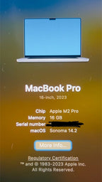 2023 MacBook Pro - 16鈥?Space Gray - 16GB RAM - 500GB SSD 7N62
