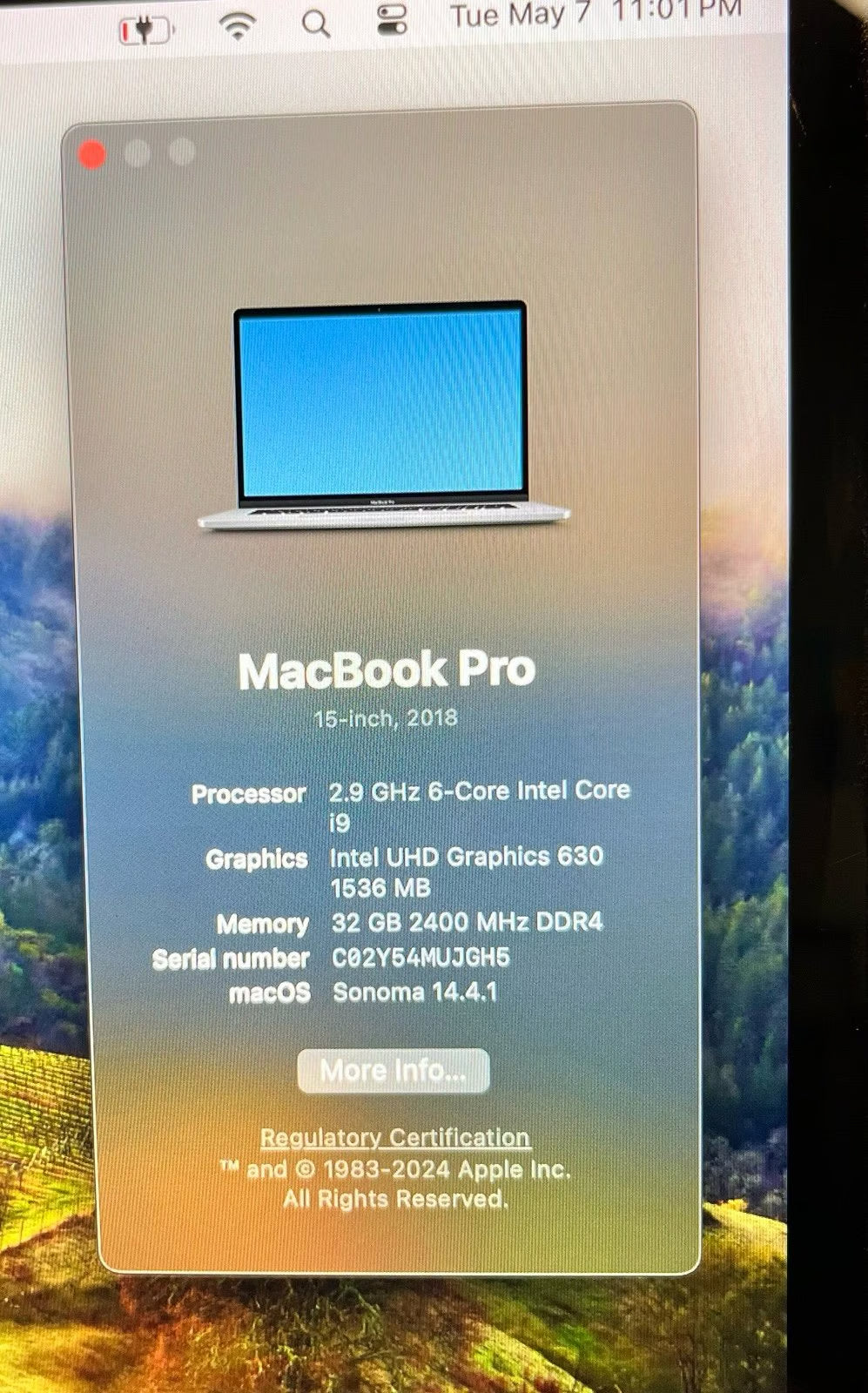 macbook pro 15 inch 2018 | Intel i9 | 32GB RAM | 1TB SSD 7E52