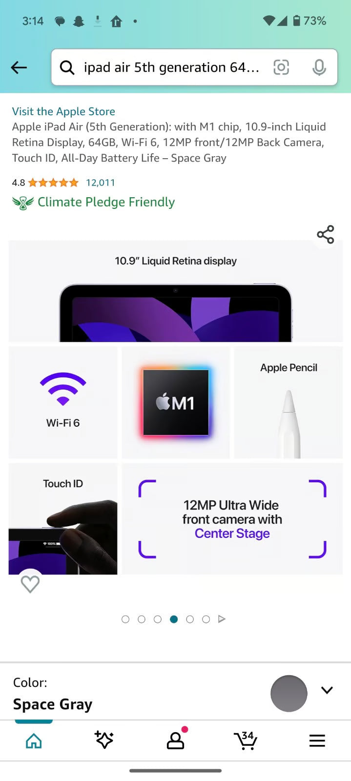 Apple iPad Air 5th Generation 64 GB in Space Gray 1S31