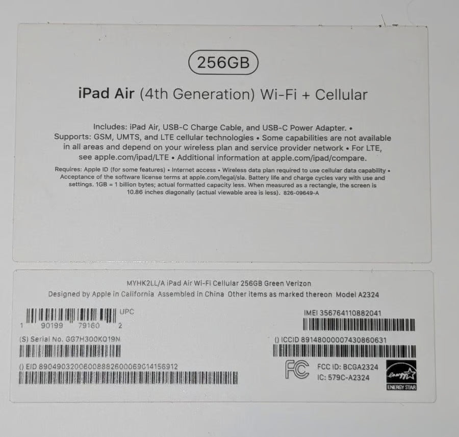 iPad Air 4th Generation 256GB Wi-Fi + Cellular Green 10.9"" with Targus case 5H16