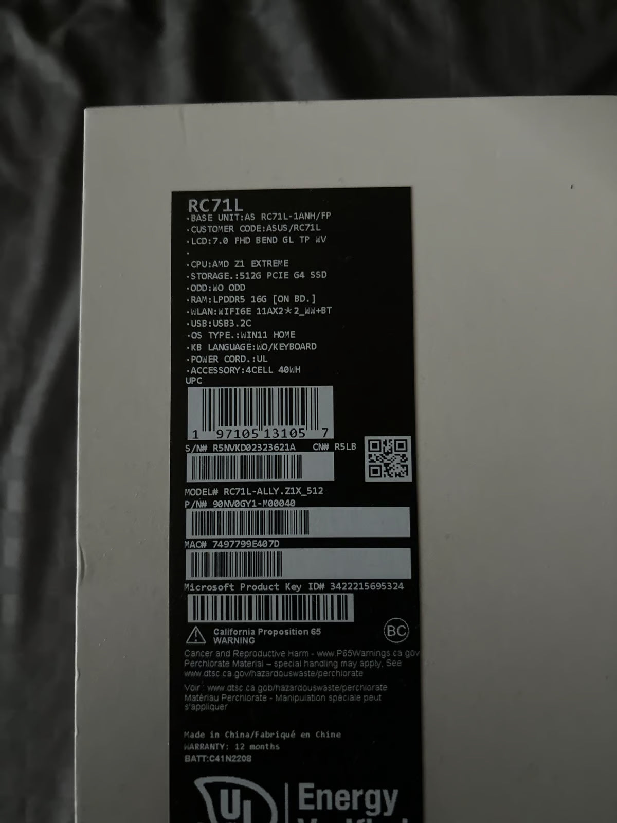 ASUS rog ally z1 extreme 2L35