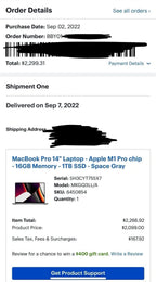 MacBook Pro 14 inch 2021 | M1 Pro | 16 GB Memory | 1 TB SSD | Space Gray 8Q96