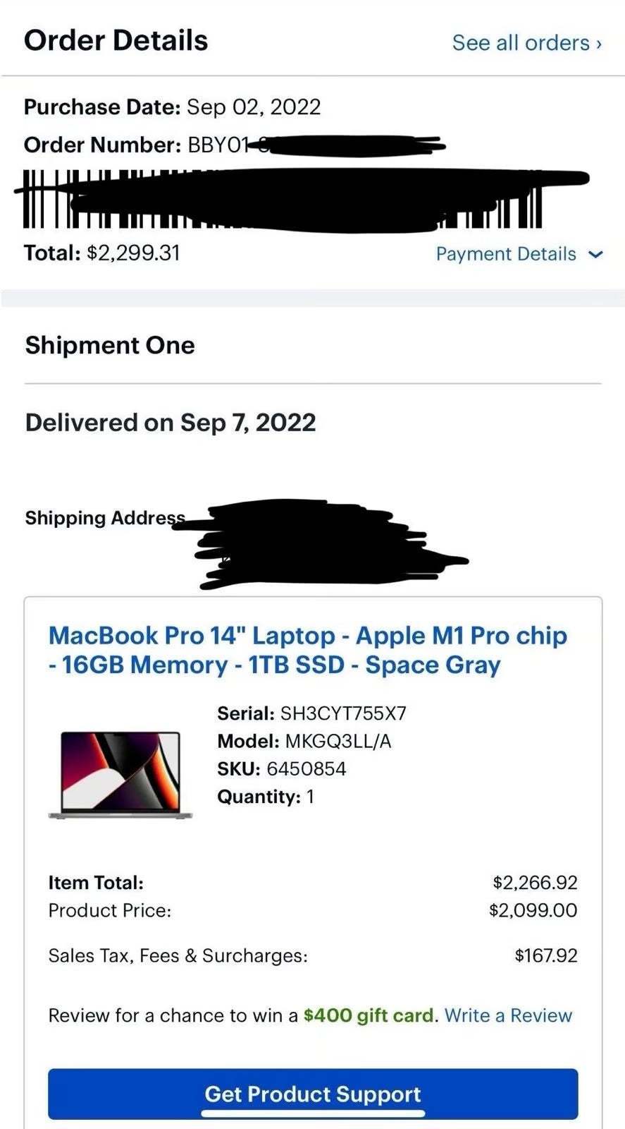 MacBook Pro 14 inch 2021 | M1 Pro | 16 GB Memory | 1 TB SSD | Space Gray 8Q96