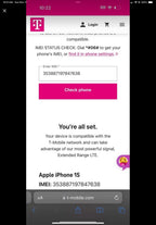 Unlocked blue IPhone 15 with pink wireless charging otter box case 8Y38