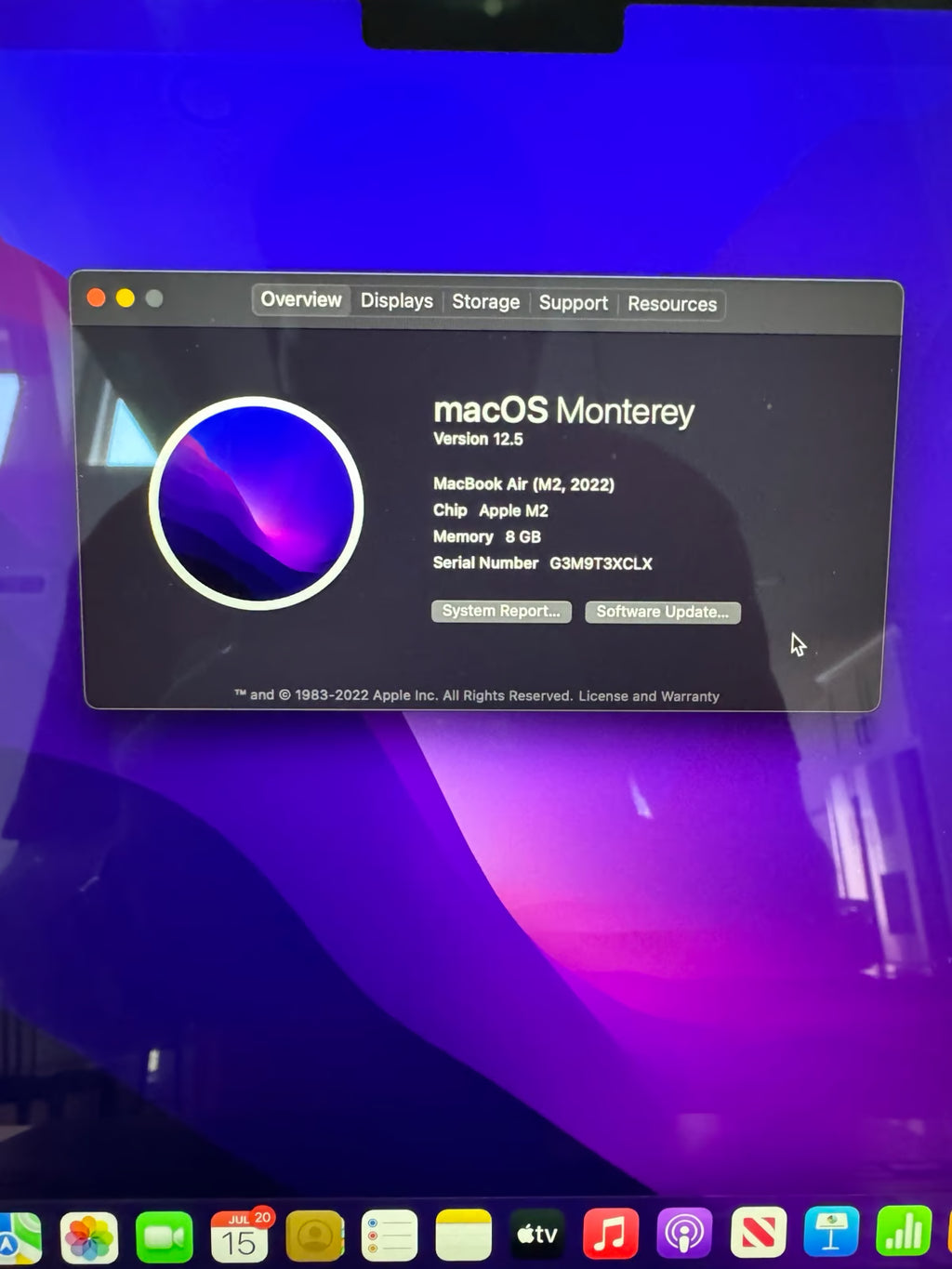 Apple Macbook Air 13in.  M2 3.49 GHz  256GB SSD 8G86