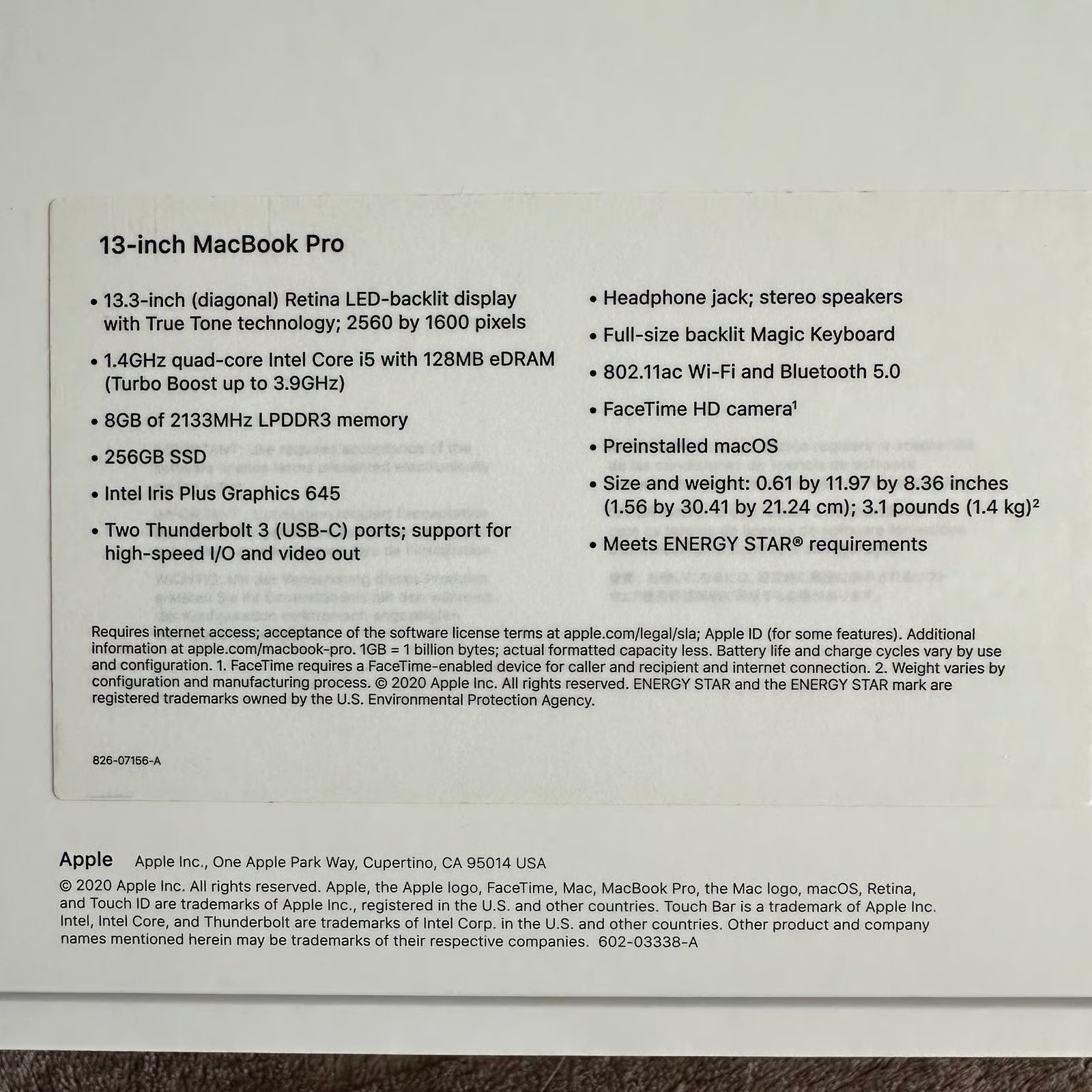 MacBook Pro 13 inch 256GB Space Grey 8S26