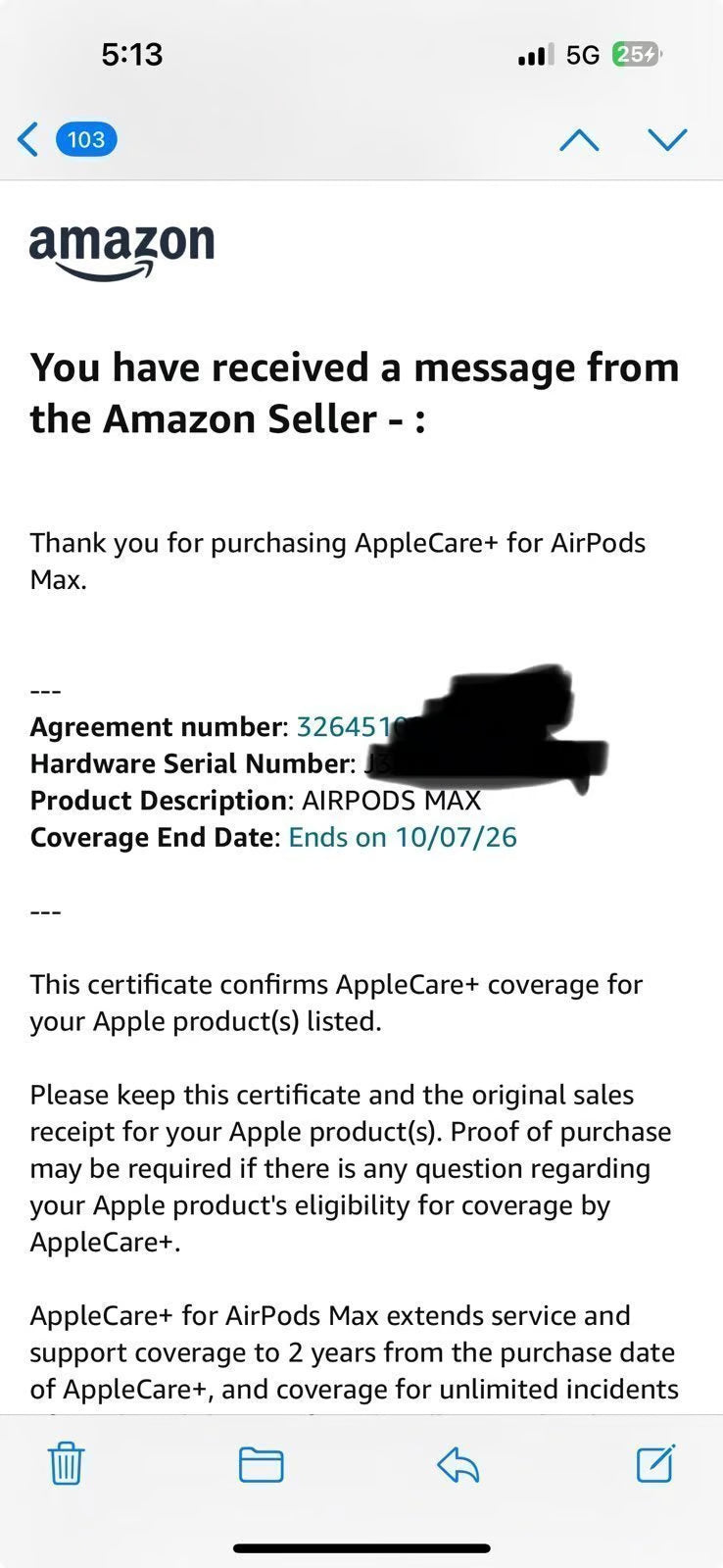 New Apple AirPods Max Wireless Headphones With Apple Care+ ( 2 Years )- Sky Blue 9N78