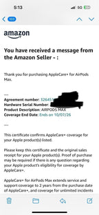 New Apple AirPods Max Wireless Headphones With Apple Care+ ( 2 Years )- Sky Blue 9N78