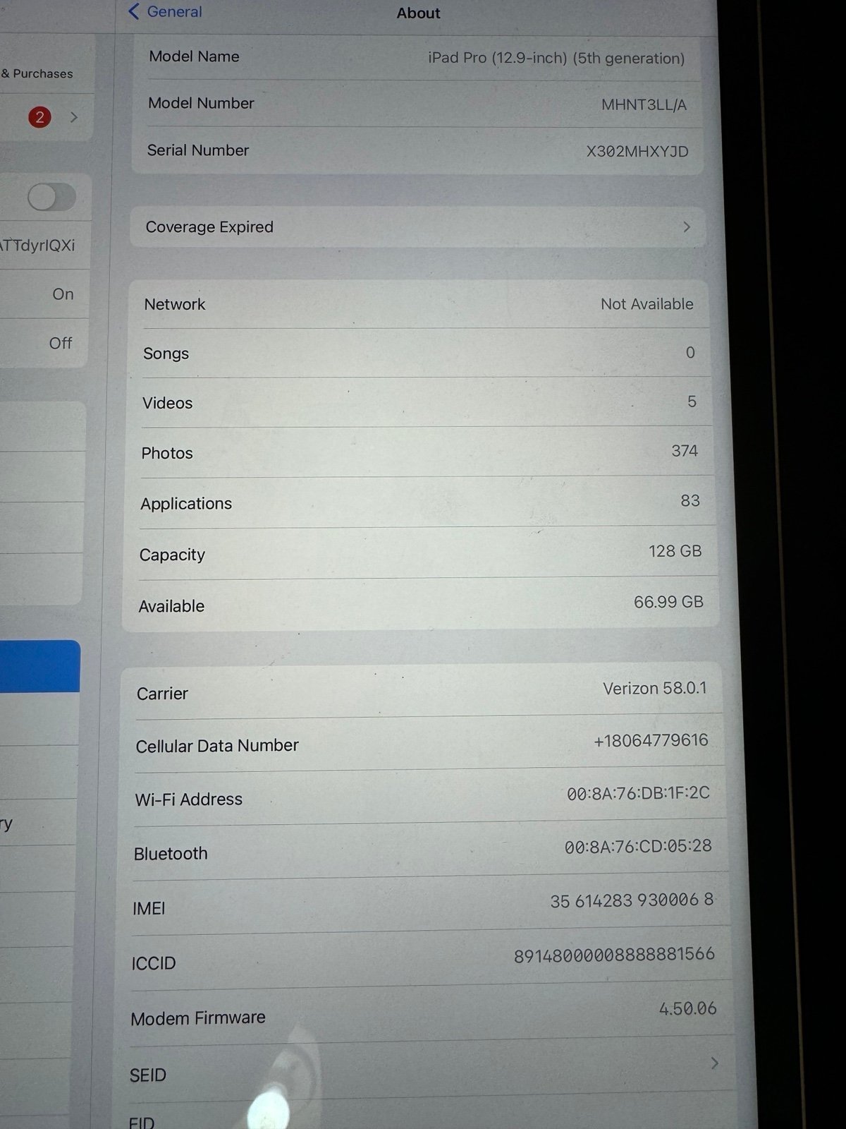 iPad Pro 12.9 inch 5th generation 9T75