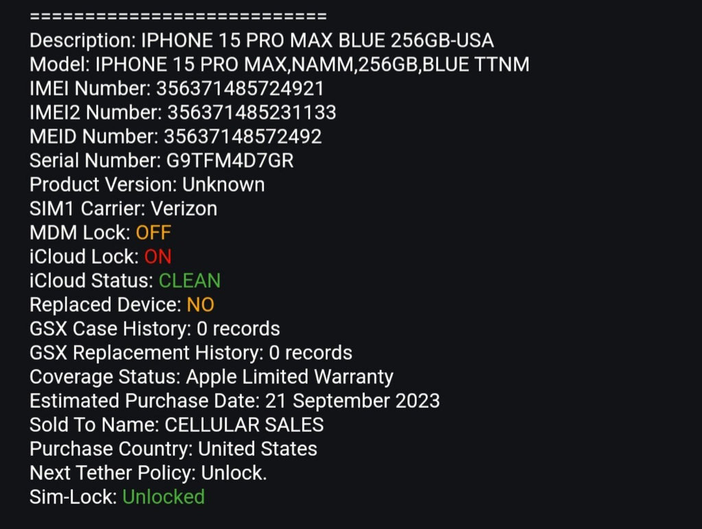 iphone 15 pro max phone unlocked 256GB 9W52