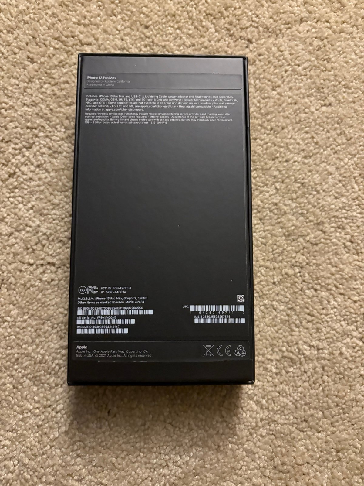 Apple iPhone 13 Pro 128GB Graphite (Unlocked) - excellent condition 7B15