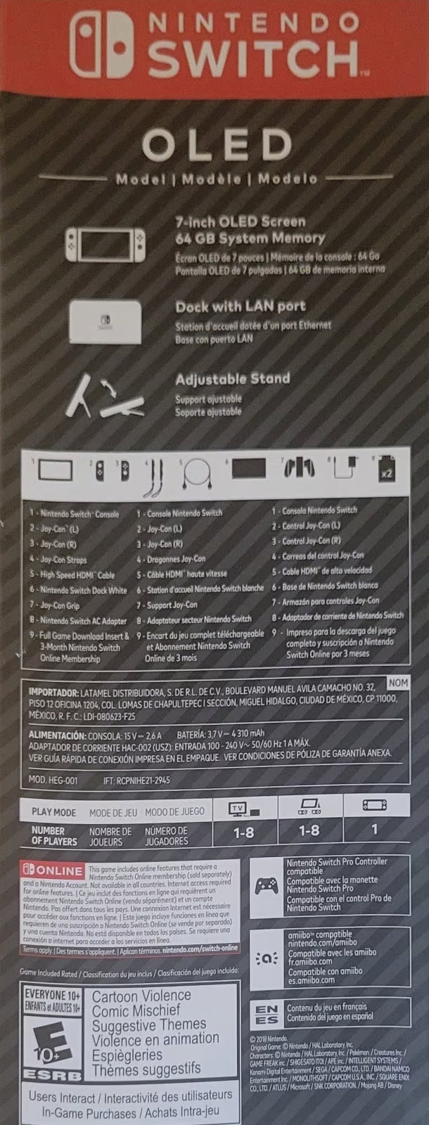 Nintendo Switch Oled Super Smash Model Black 1W83