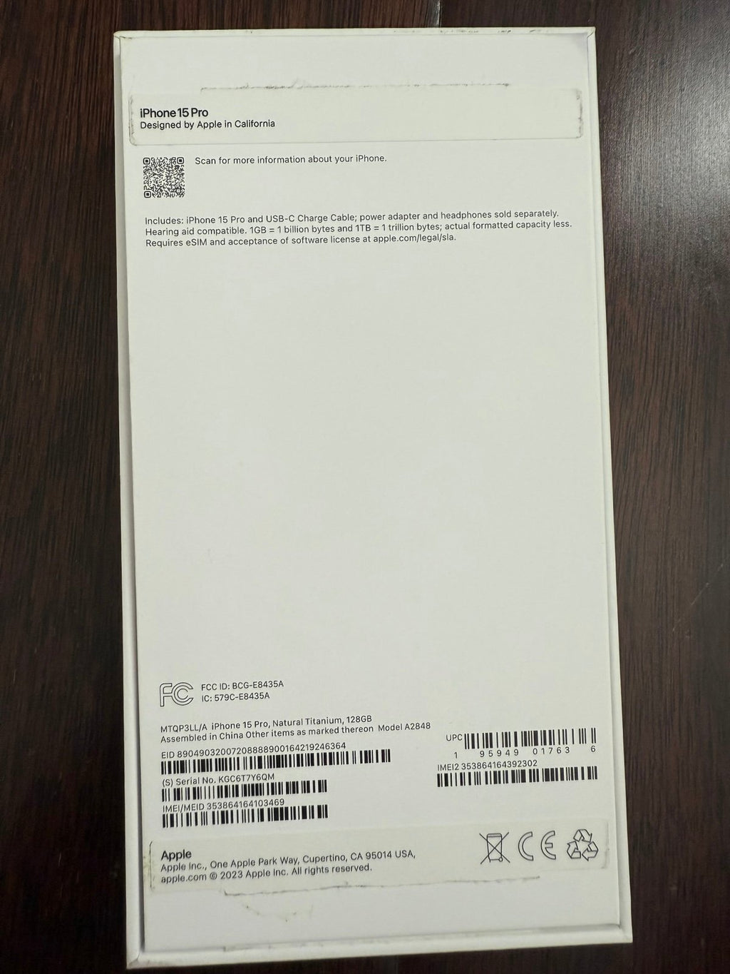 iPhone 15 pro unlocked 128GB 7F18