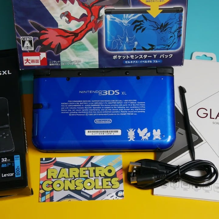 Nintendo 3DS XL Pokemon X and Y Edition 32GB SD, Accessories, Charger, 60+ Games