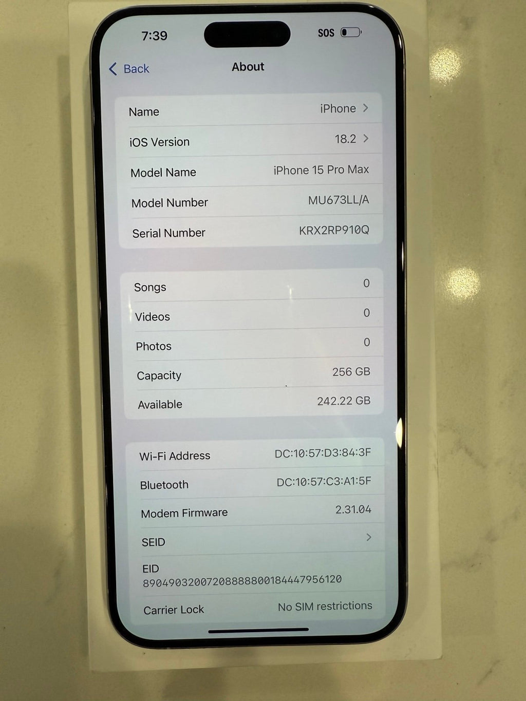 iPhone 15 Pro Max Unlocked 256GB FREE OVERNIGHT SHIPPING 6X16