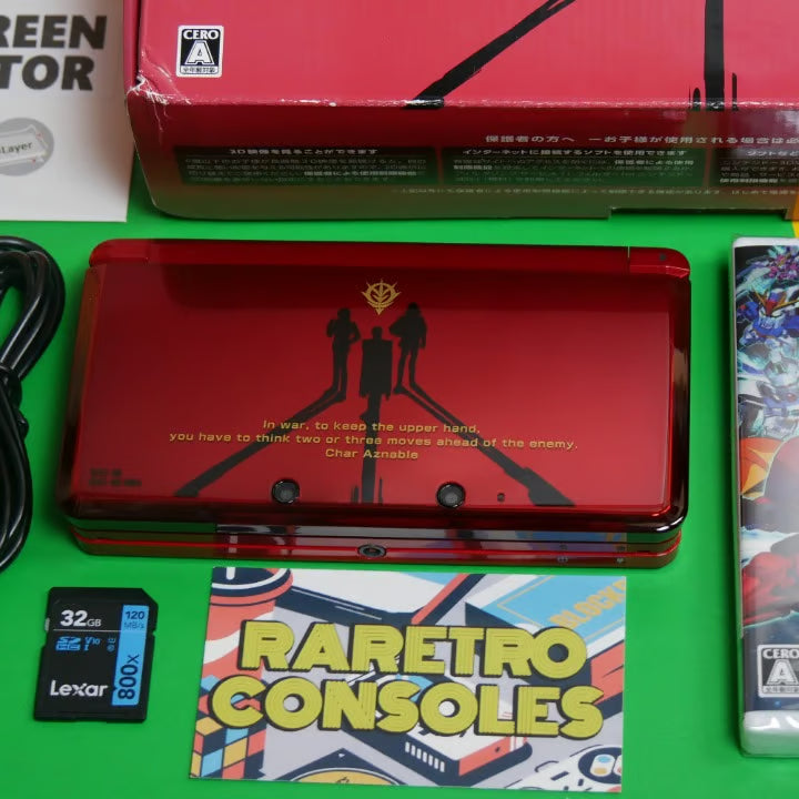 Nintendo 3DS Gundam Char Customized W/ 32GB, Charger, Stylus & 60+ Games