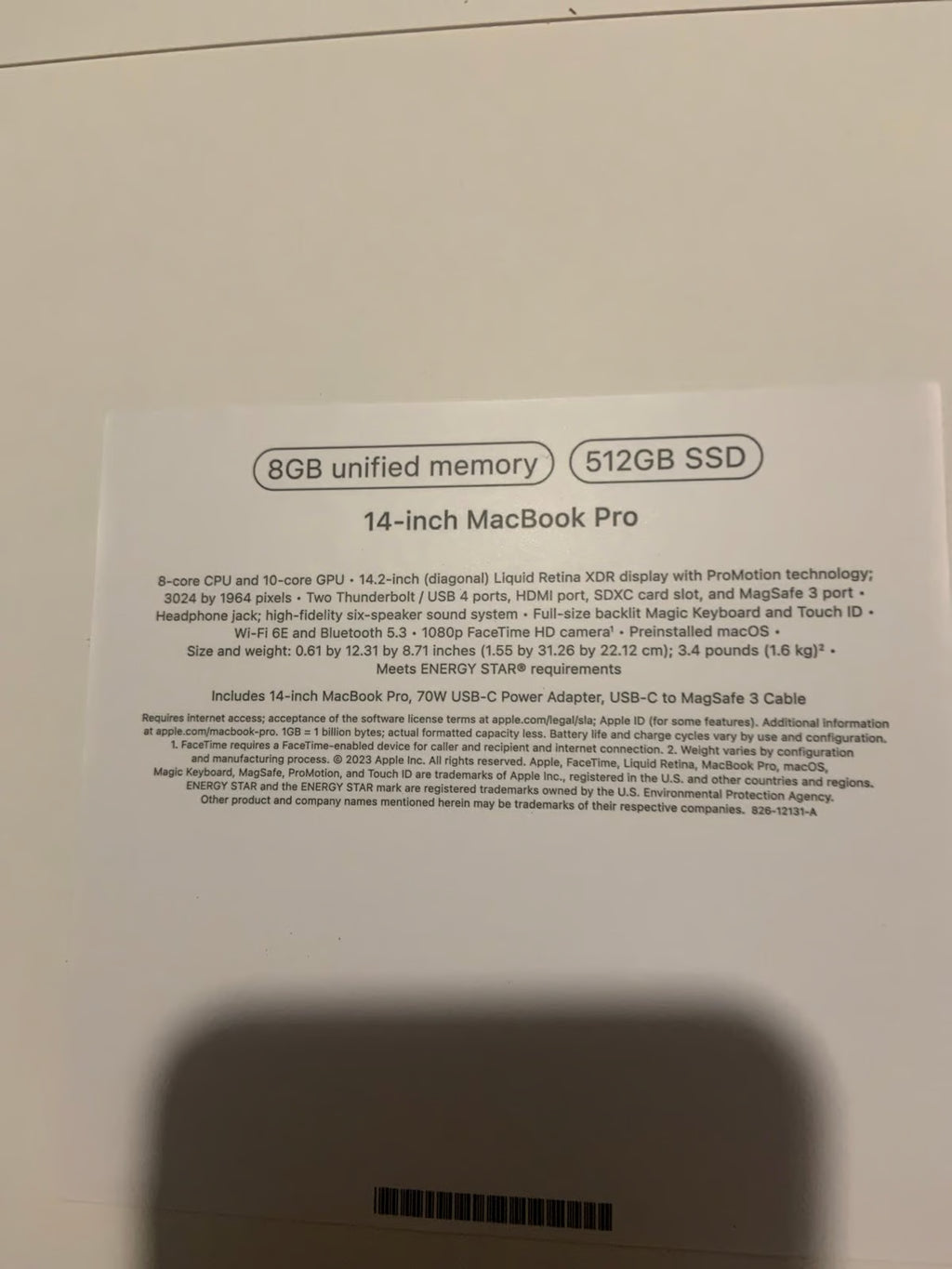 New Apple MacBook Pro 14 M3 chip 8GB Ram 512GB SSD Latest Model 7L26