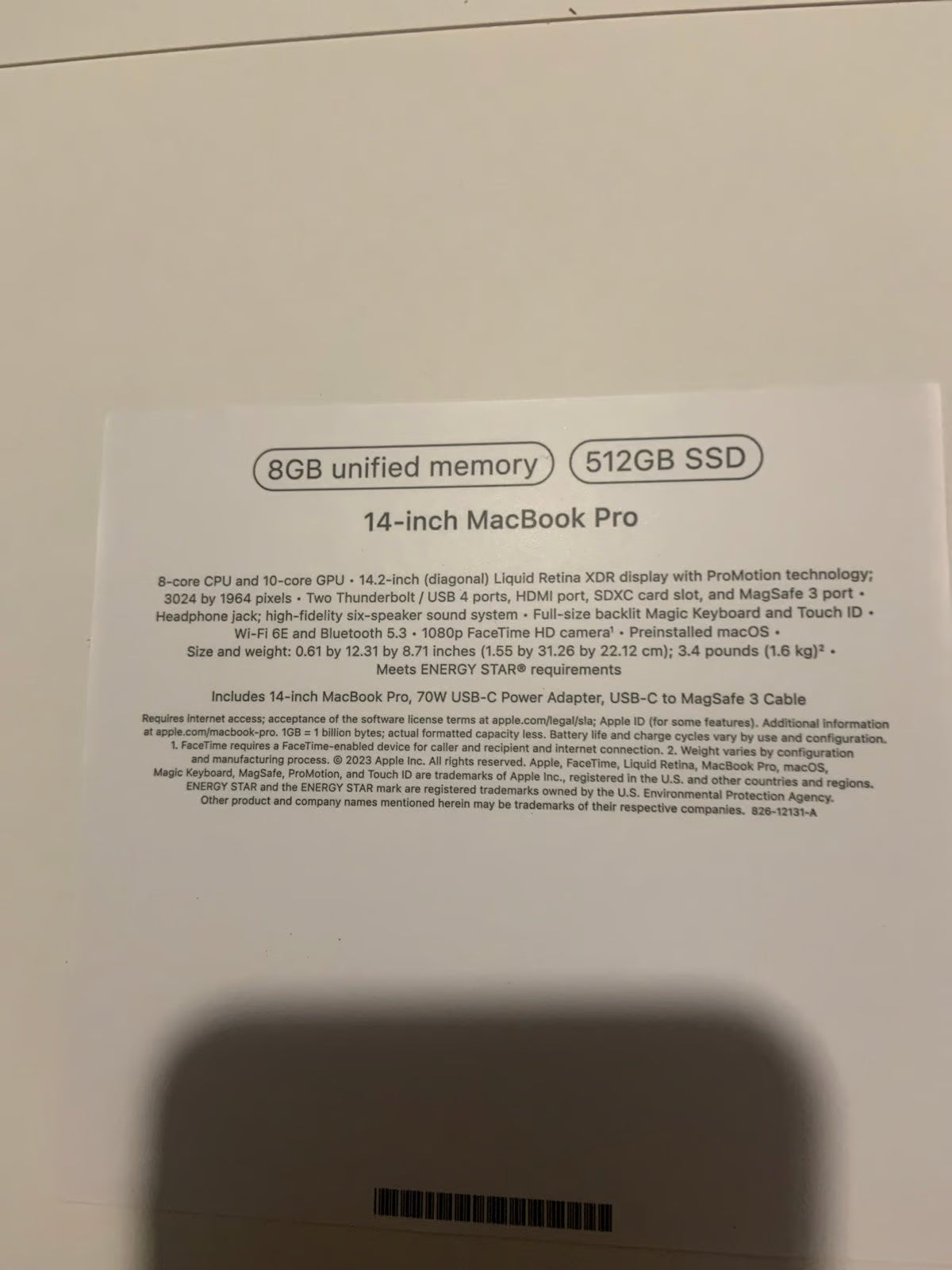 New Apple MacBook Pro 14 M3 chip 8GB Ram 512GB SSD Latest Model 7L26