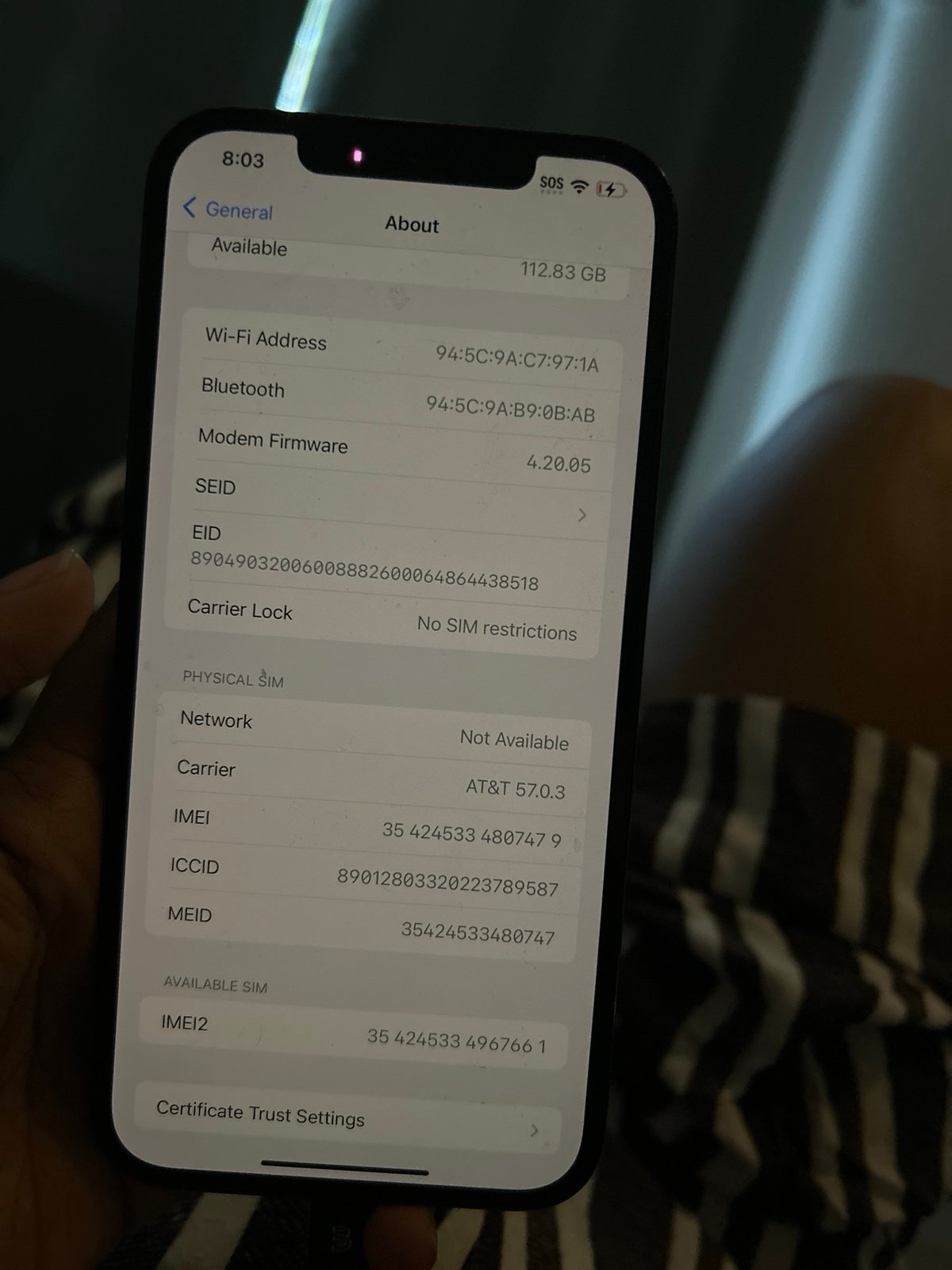 Unlocked Pacific Blue iPhone 12 Pro Max Factory Reset completed 1H17