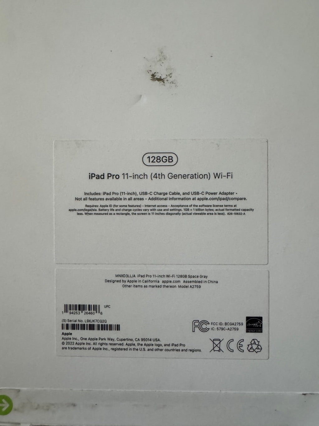 Apple iPad Pro 4th Generation 128 GB 5Y21