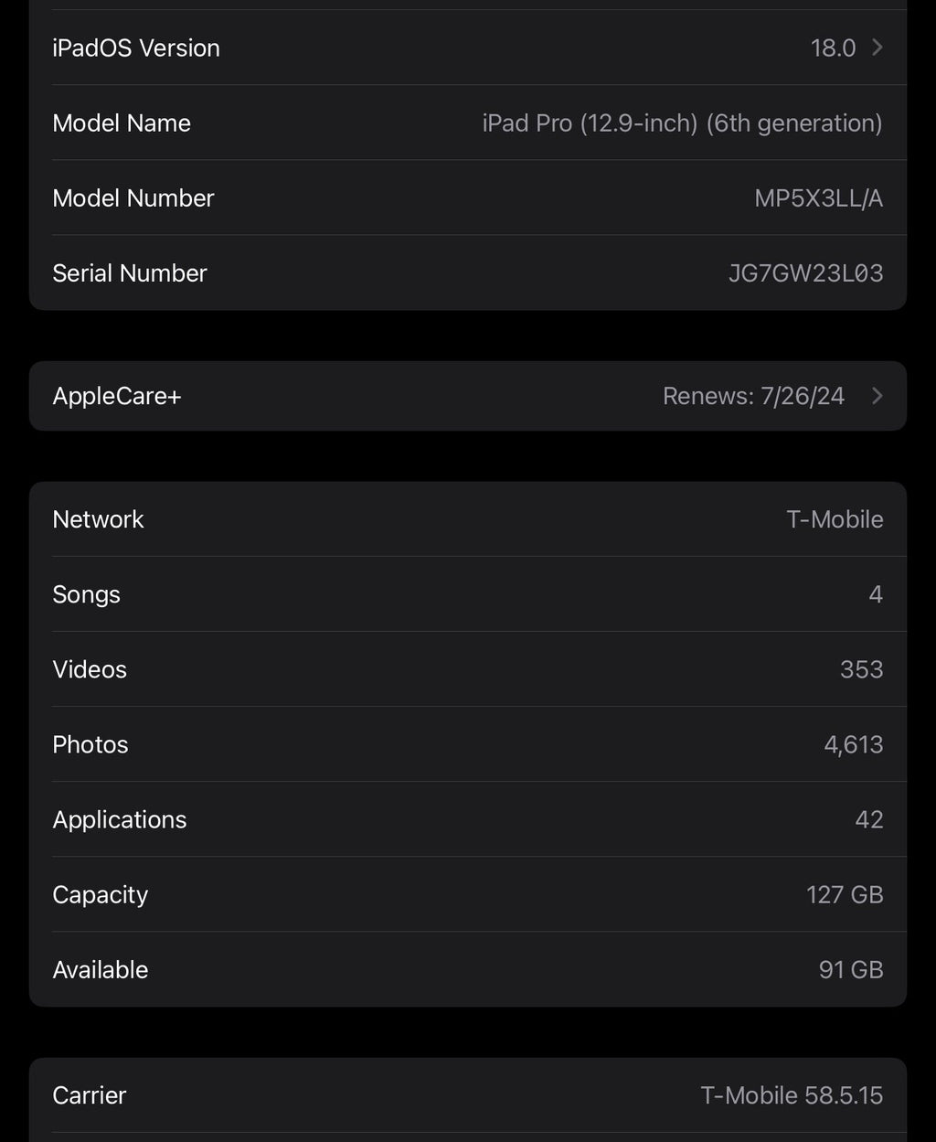 iPad Pro 6th gen 12.9 M2 Cellular Unlocked 5T28