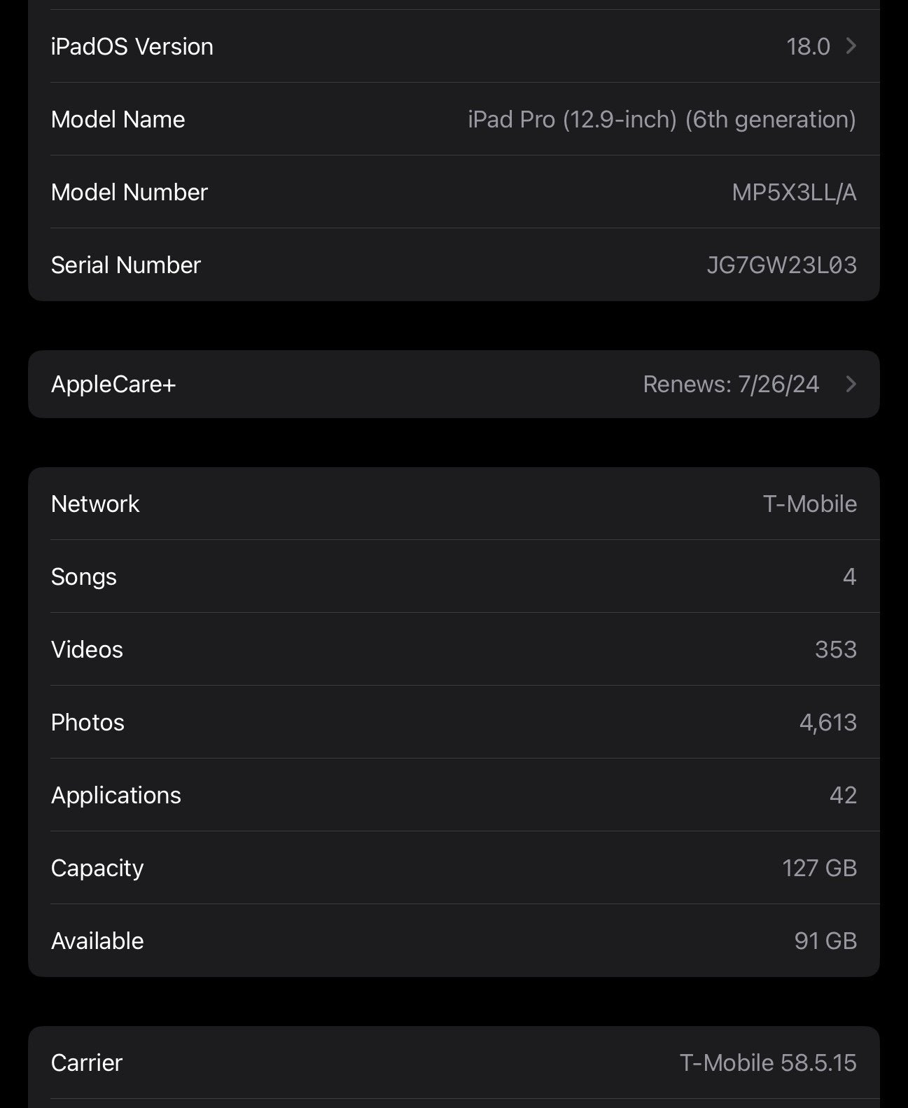 iPad Pro 6th gen 12.9 M2 Cellular Unlocked 5T28