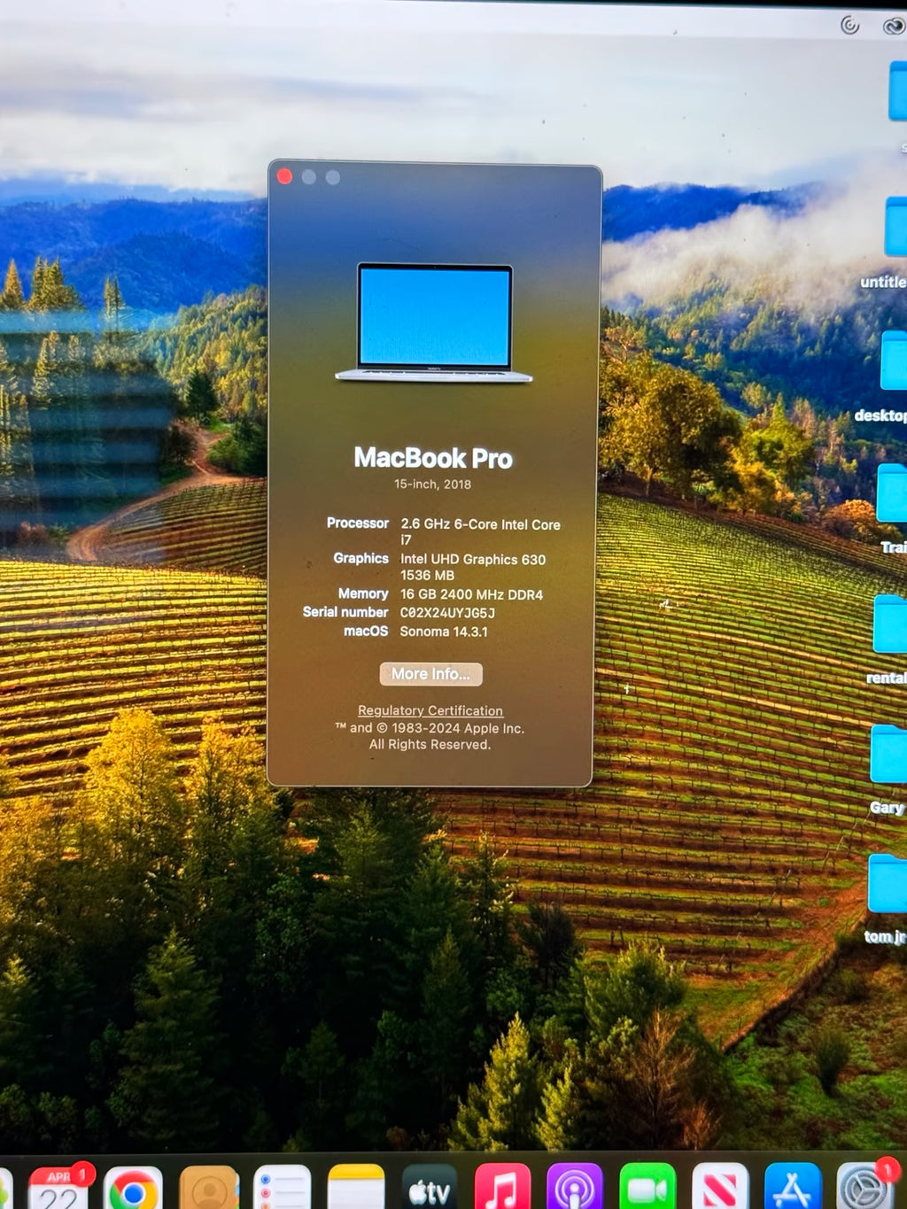 15 inch MacBook Pro 2018 3G59