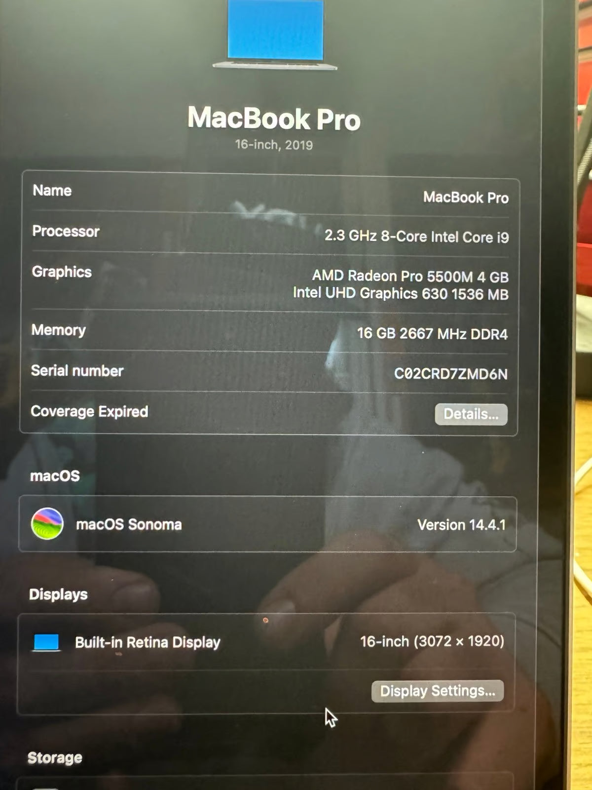 MacBook Pro 16 inch 2019 8-Core Intel i9 AMD Radeon Pro 5500M 1TB Retina display 3P19