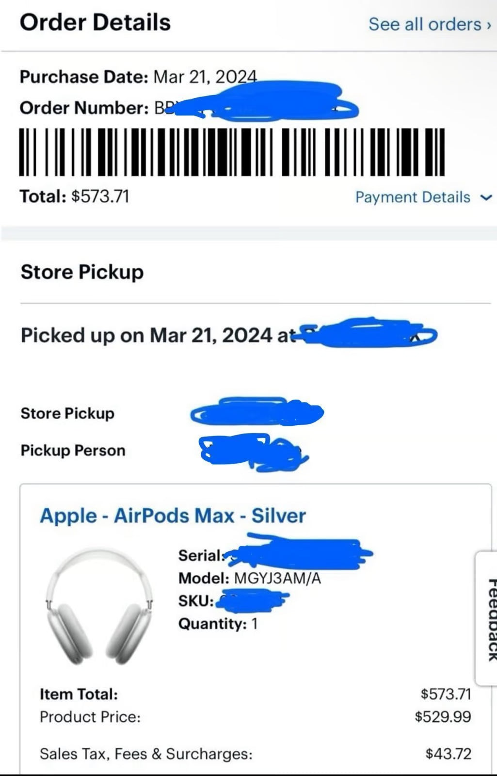 Apple AirPods Max with Smart Case 7J87