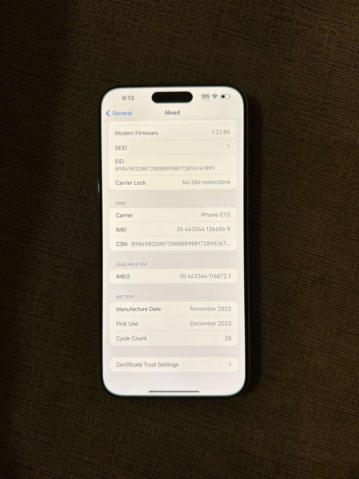 Apple iPhone 15 Pro Max 512 GB UNLOCKED 8Y97