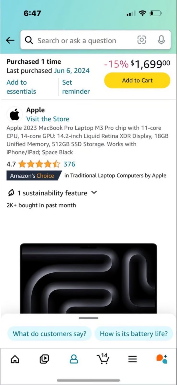 14in Macbook Pro 5J52