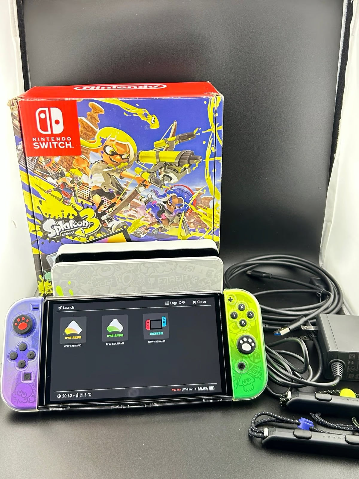 Switch OLED Splatoon edition [MINT] bundle with 512gb sd card preloaded 5D53
