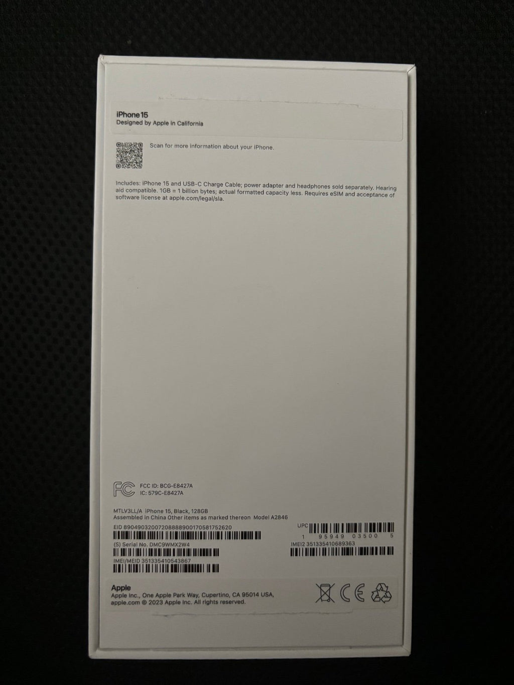 Apple IPhone 15 128 gb Unlocked 3O27