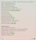 iPhone 15 Pro Max 256GB Black Titanium Unlocked Includes: Case+Protector+Charger 7B88