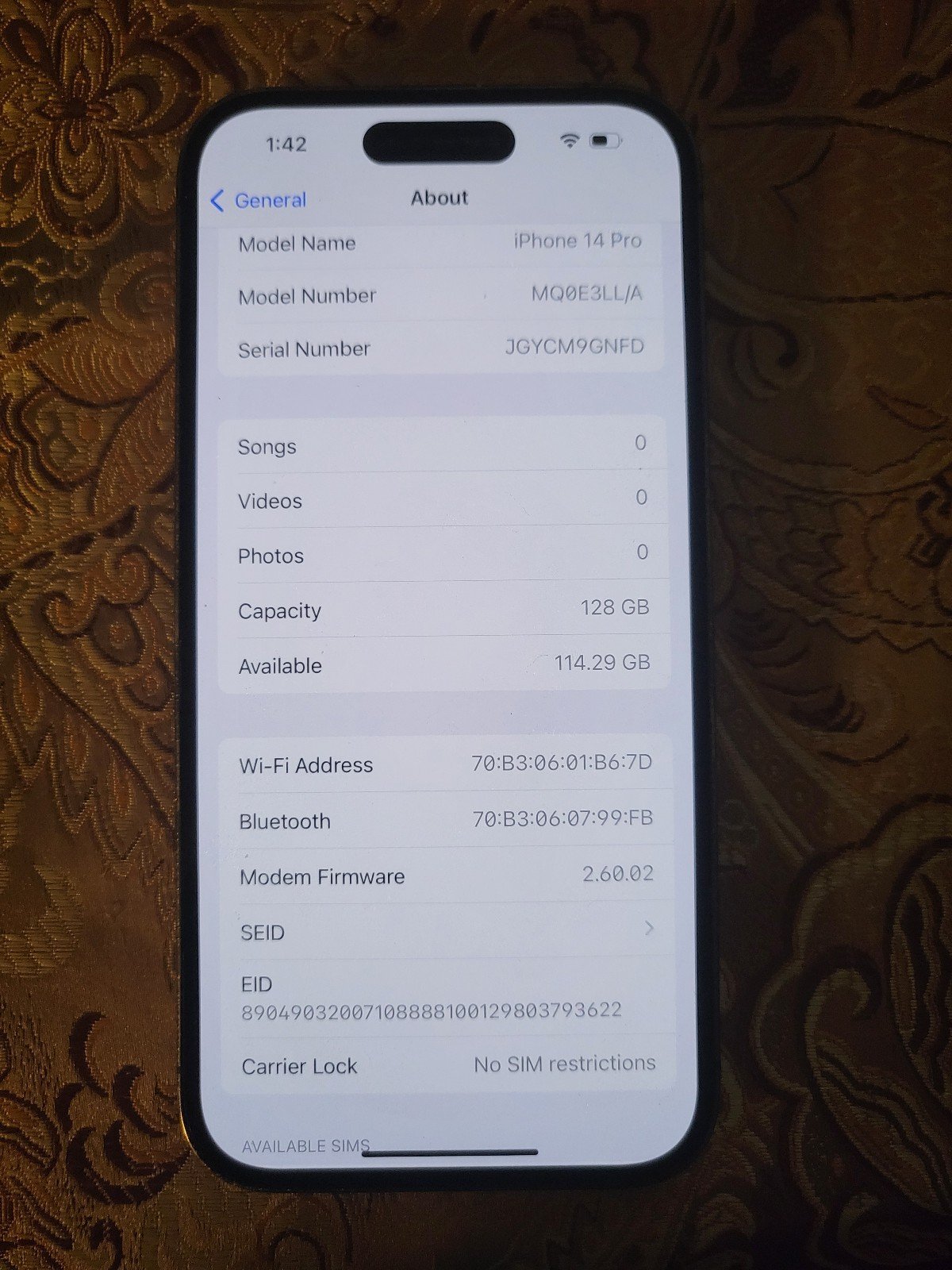 iPhone 14 Pro 128GB Unlocked 7C51