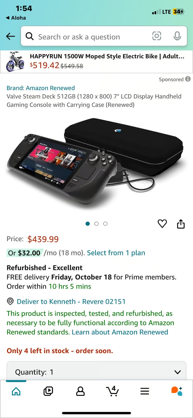 512GB VALVE STEAM DECK refurbished certified 9R71