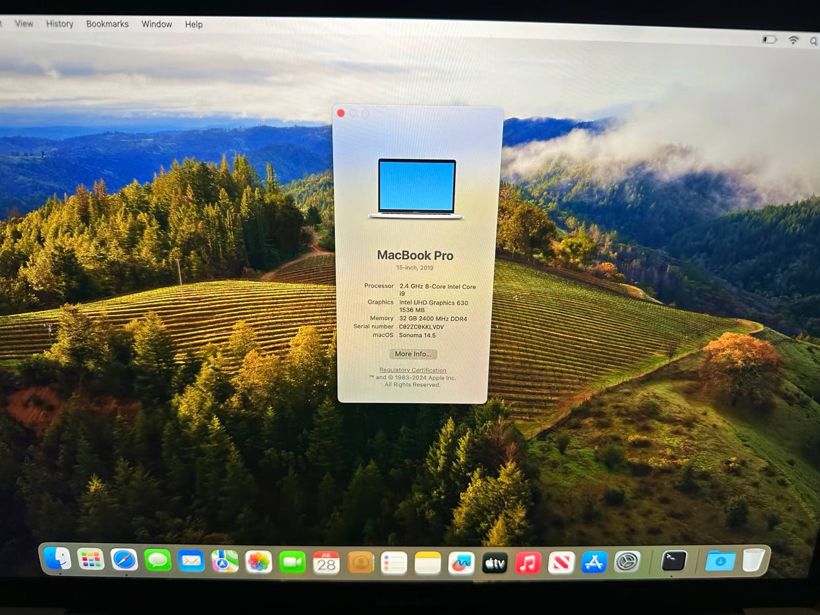 Macbook Pro 2019 15 inch 32gb RAM 2TB SSD 6N23