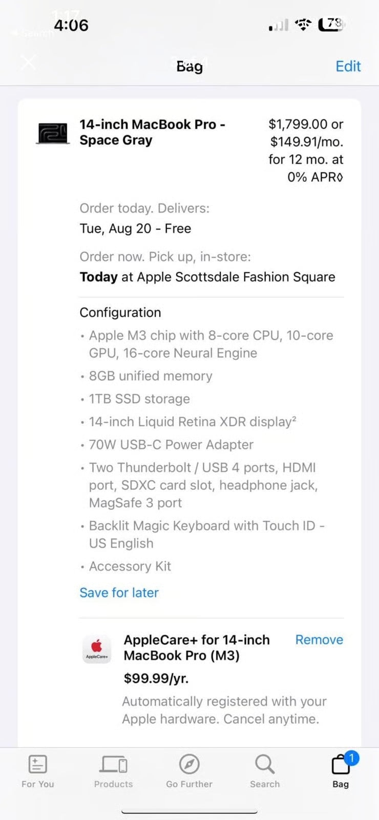 Apple MacBook Pro M3 2F13