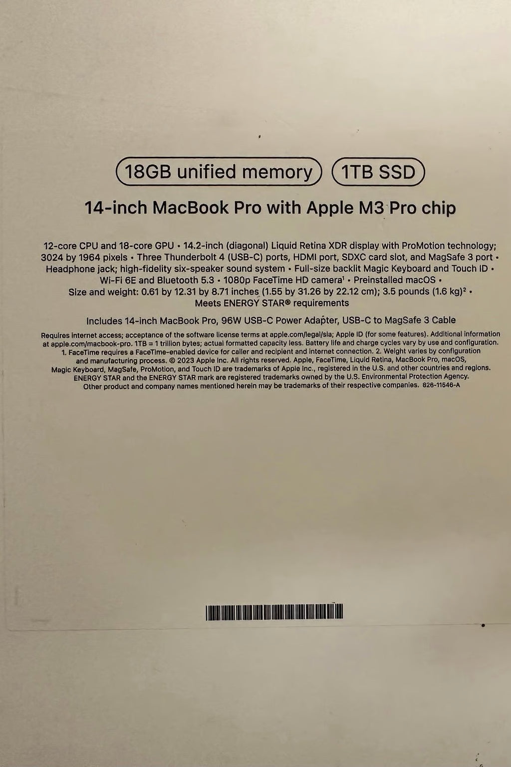 MacBook Pro 14 inch - M3 Pro Chip - 1TB - 18GB RAM 8P25