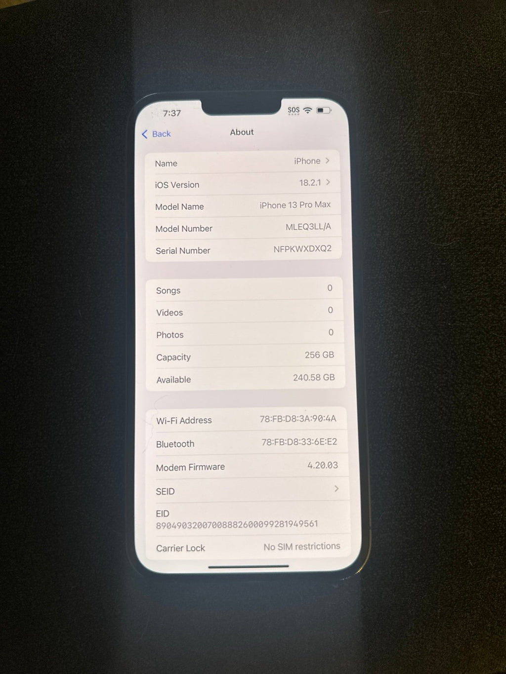 iPhone 13 Pro Max 256GB UNLOCKED - Blue 6O97