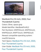 Apple 2020 MacBook Pro 13 Inch with Apple Keyboard *See Description For More* 1P33