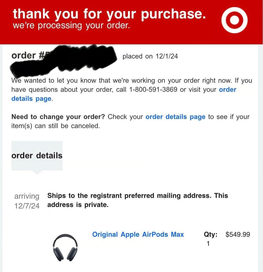 Apple AirPods Max Brand New (Sealed) Target Receipt 鉁?5U99