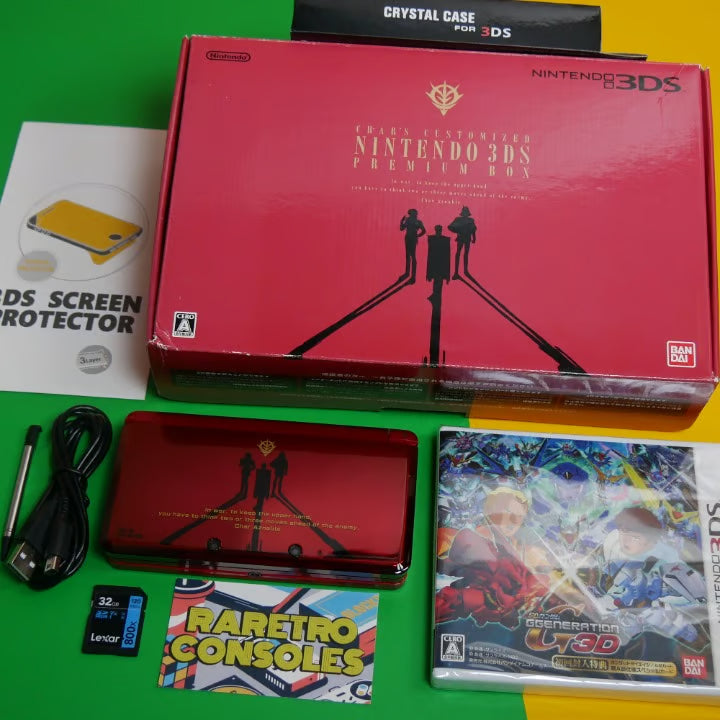Nintendo 3DS Gundam Char Customized W/ 32GB, Charger, Stylus & 60+ Games