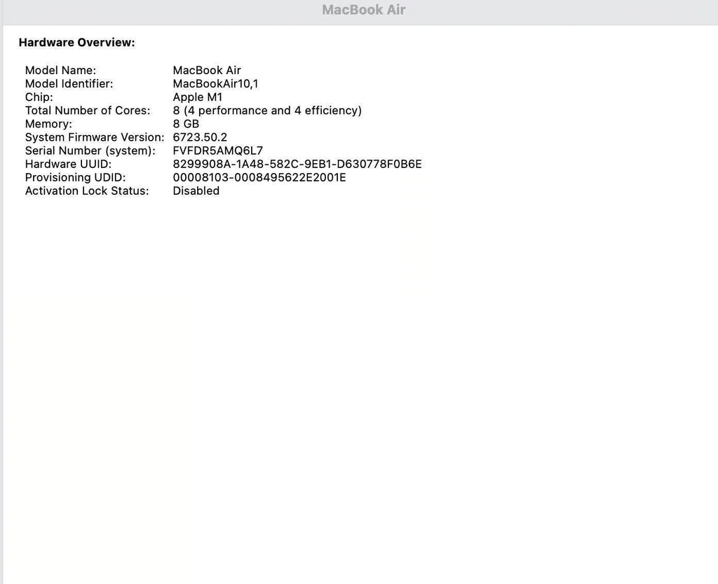 MacBook Air 2020 M1 Chip GREAT Condition 1C89