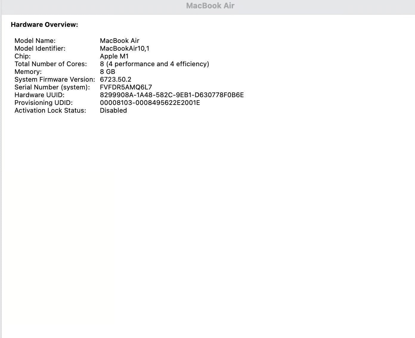 MacBook Air 2020 M1 Chip GREAT Condition 1C89