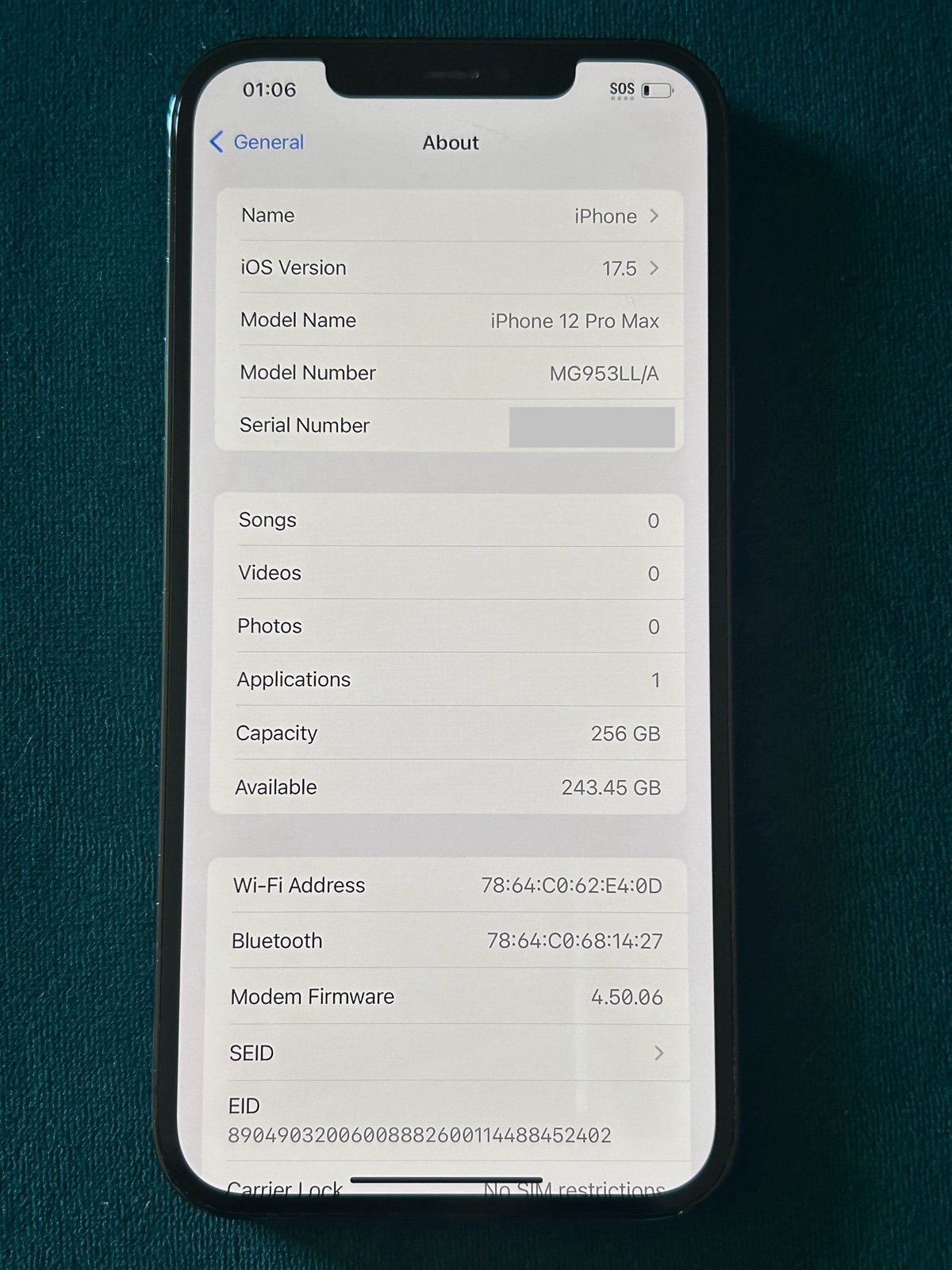 Apple iPhone 12 Pro Max 256 GB in Pacific Blue for Unlocked 3D88